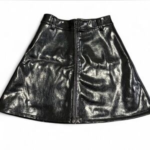 Disturbia Shiny Black A-Line Skirt